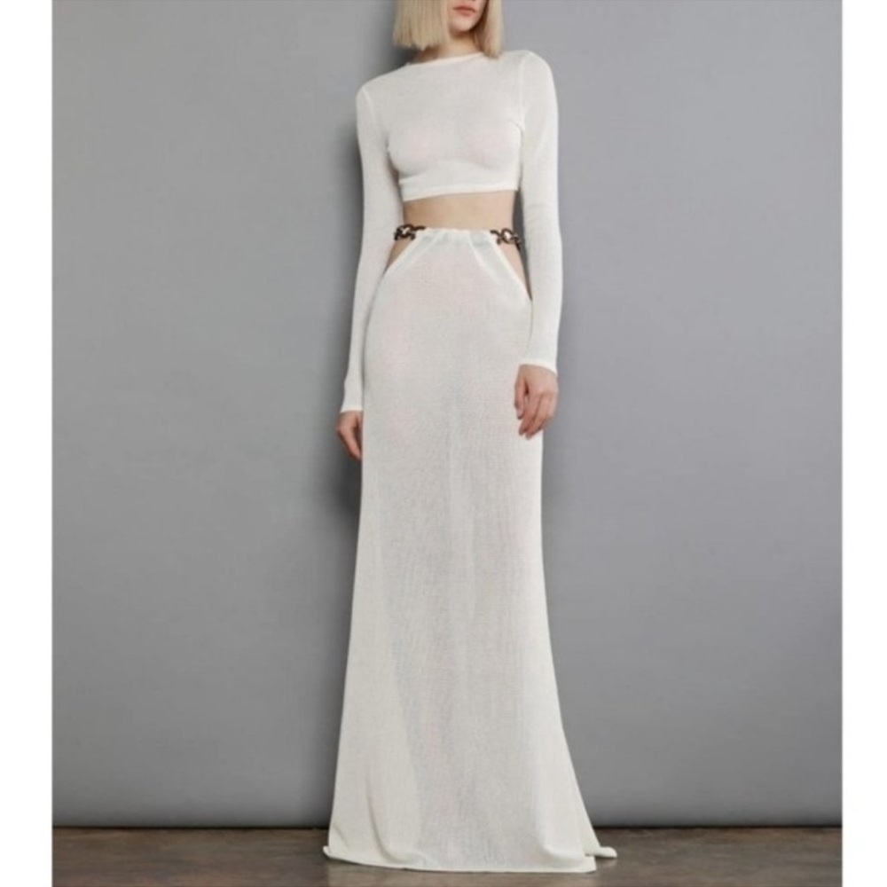 Bronx and Banco Dalia Two Piece Knit Set in Blanc White Size AU 6